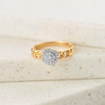 Halo Cluster Chain Link Diamond Ring, 14K Solid Gold, 1/5 ct Lab Grown Diamond-1