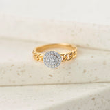 Halo Cluster Chain Link Diamond Ring, 14K Solid Gold, 1/5 ct Lab Grown Diamond-1