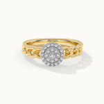 Halo Cluster Chain Link Diamond Ring, 14K Solid Gold, 1/5 ct Lab Grown Diamond-3