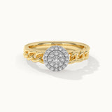 Halo Cluster Chain Link Diamond Ring, 14K Solid Gold, 1/5 ct Lab Grown Diamond-3