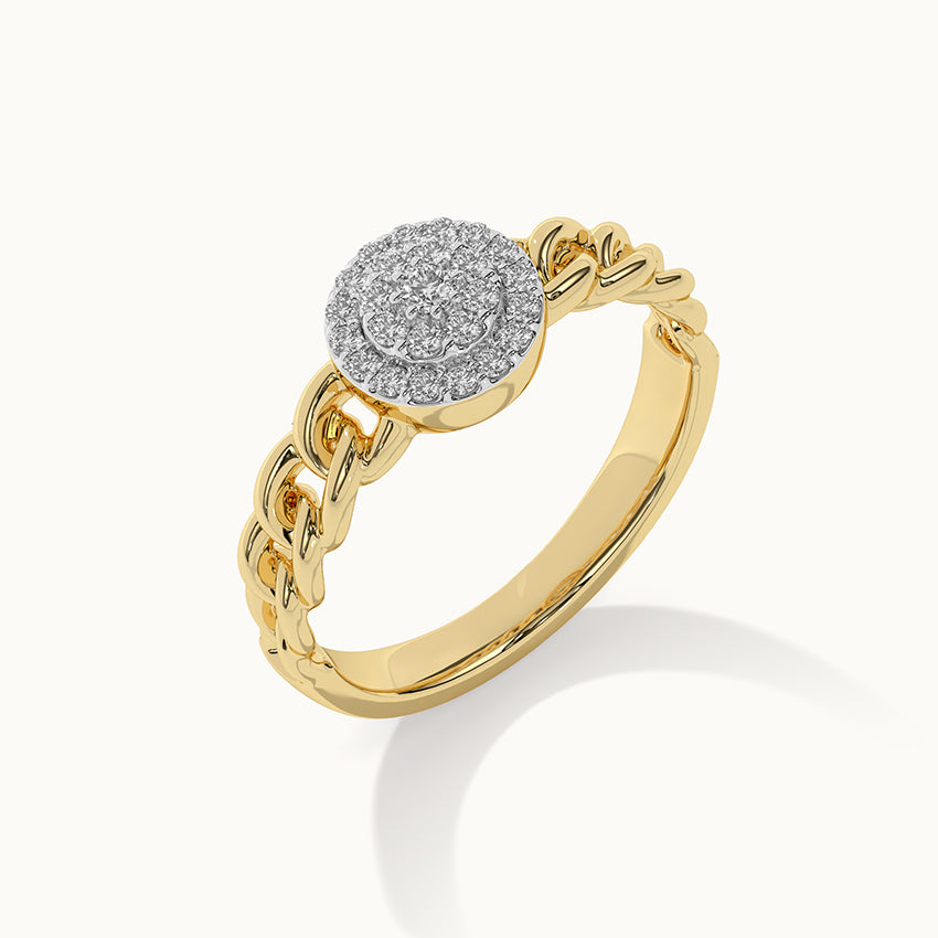 Halo Cluster Chain Link Diamond Ring