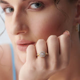 Square Chain Link Diamond Ring, 14K Solid Gold, 3/8 ct Lab Grown Diamond-5