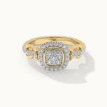 Square Chain Link Diamond Ring, 14K Gold Vermeil, 3/8 ct Lab Grown Diamond-3