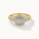 Square Chain Link Diamond Ring, 14K Gold Vermeil, 3/8 ct Lab Grown Diamond-3