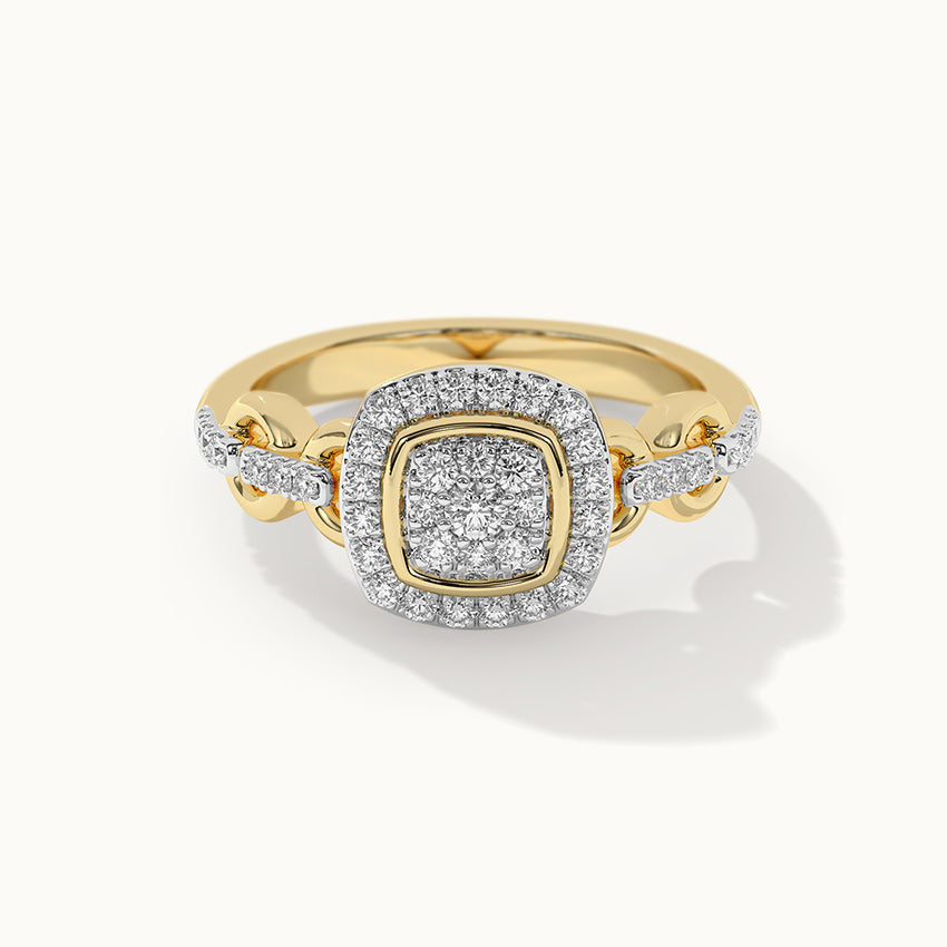 Square Chain Link Diamond Ring, 14K Solid Gold, 3/8 ct Lab Grown Diamond-3