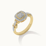 Square Chain Link Diamond Ring, 14K Gold Vermeil, 3/8 ct Lab Grown Diamond-6