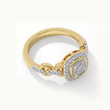 Square Chain Link Diamond Ring, 14K Gold Vermeil, 3/8 ct Lab Grown Diamond-7