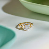 Square Chain Link Diamond Ring, 14K Gold Vermeil, 3/8 ct Lab Grown Diamond-1