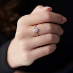 Rectangle Halo Diamond Ring, 14K Solid Gold, 1/3 ct Lab Grown Diamond-5