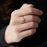 Rectangle Halo Diamond Ring, 14K Solid Gold, 1/3 ct Lab Grown Diamond-5