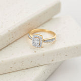 Rectangle Halo Diamond Ring, 14K Solid Gold, 1/3 ct Lab Grown Diamond-1