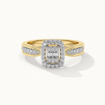 Rectangle Halo Diamond Ring, 14K Solid Gold, 1/3 ct Lab Grown Diamond-3