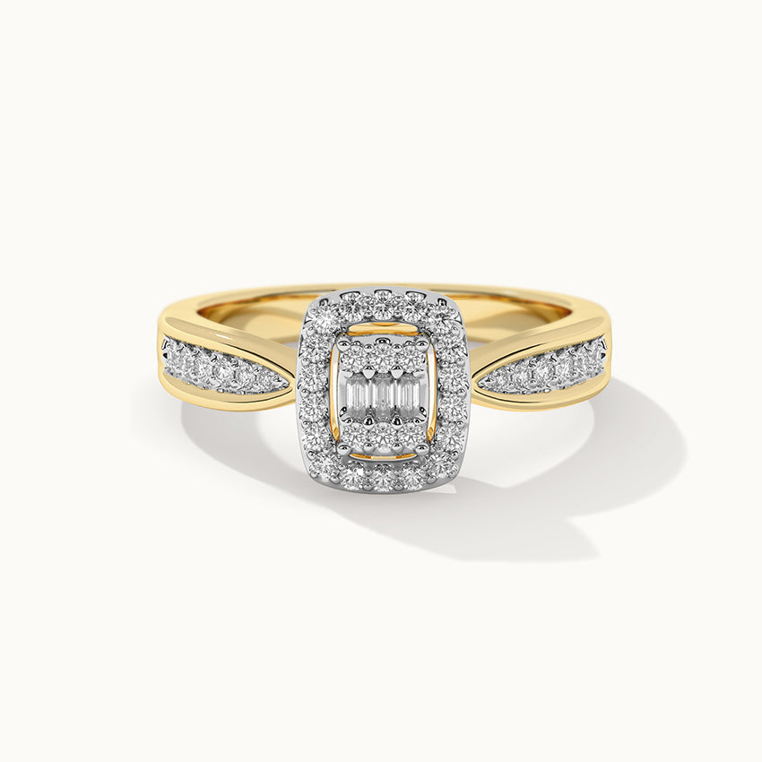 Rectangle Halo Diamond Ring, 14K Gold Vermeil, 1/3 ct Lab Grown Diamond-3