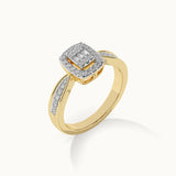 Rectangle Halo Diamond Ring, 14K Gold Vermeil, 1/3 ct Lab Grown Diamond-6