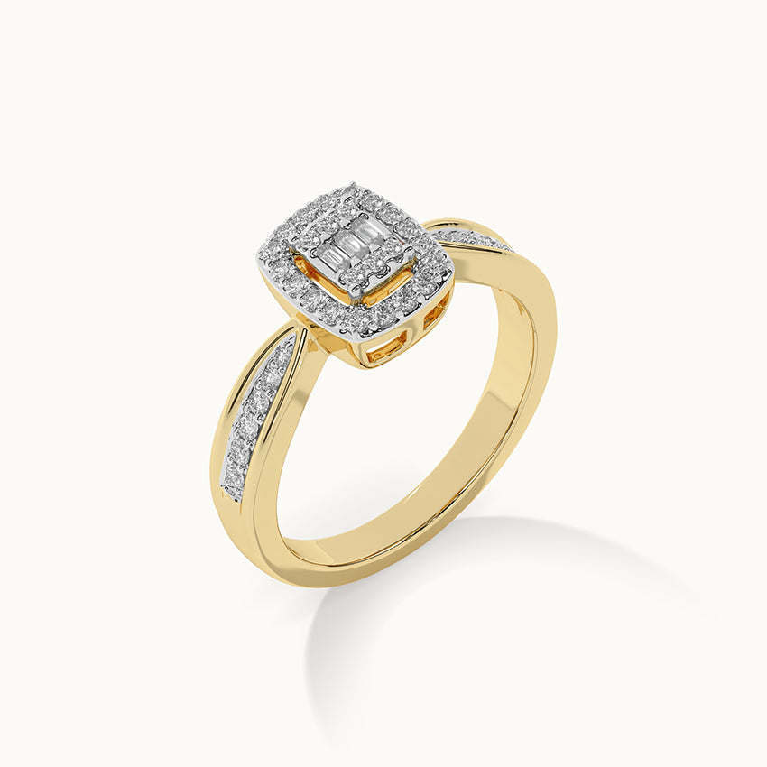 Rectangle Halo Diamond Ring, 14K Gold Vermeil, 1/3 ct Lab Grown Diamond-6