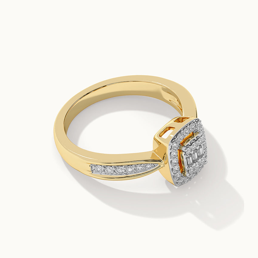 Rectangle Halo Diamond Ring