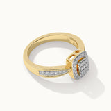 Rectangle Halo Diamond Ring, 14K Gold Vermeil, 1/3 ct Lab Grown Diamond-7