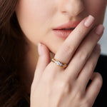 Tri Stone Diamond Ring, 14K Gold Vermeil, 1/2 ct Lab Grown Diamond-5