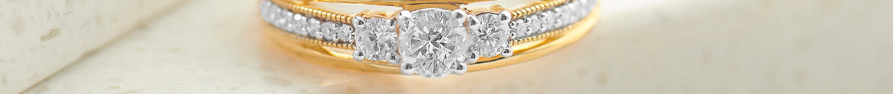 Tri Stone Diamond Ring, 14K Gold Vermeil, 1/2 ct Lab Grown Diamond-1