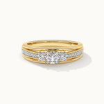 Tri Stone Diamond Ring, 14K Gold Vermeil, 1/2 ct Lab Grown Diamond-3