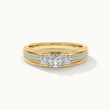 Tri Stone Diamond Ring, 14K Gold Vermeil, 1/2 ct Lab Grown Diamond-3