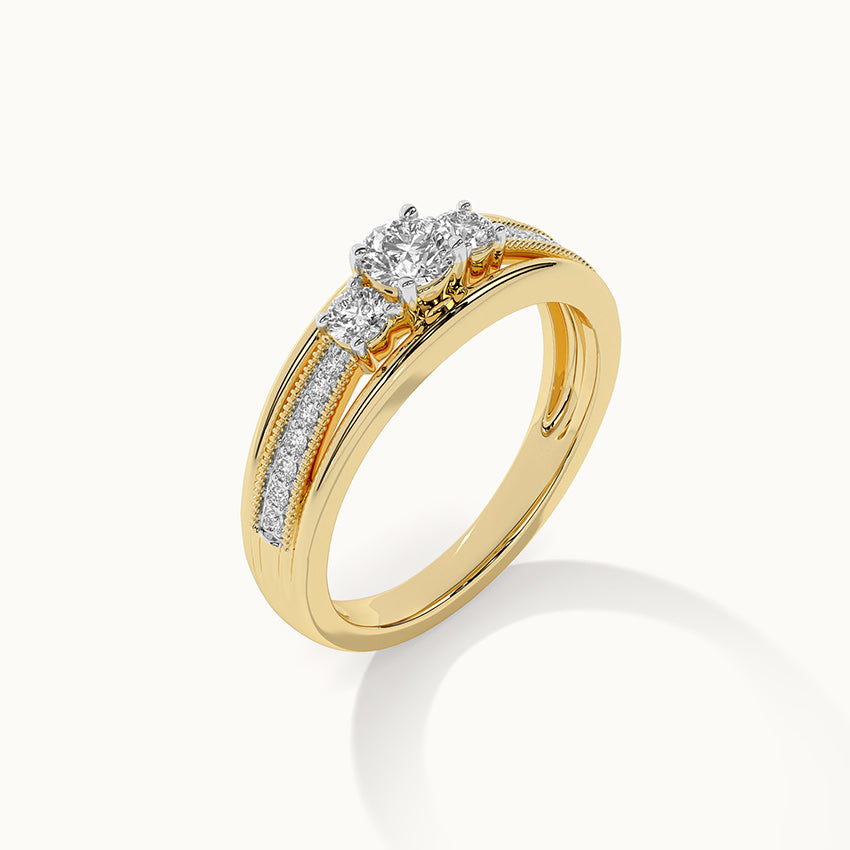 Tri Stone Diamond Ring, 14K Solid Gold, 1/2 ct Lab Grown Diamond-6