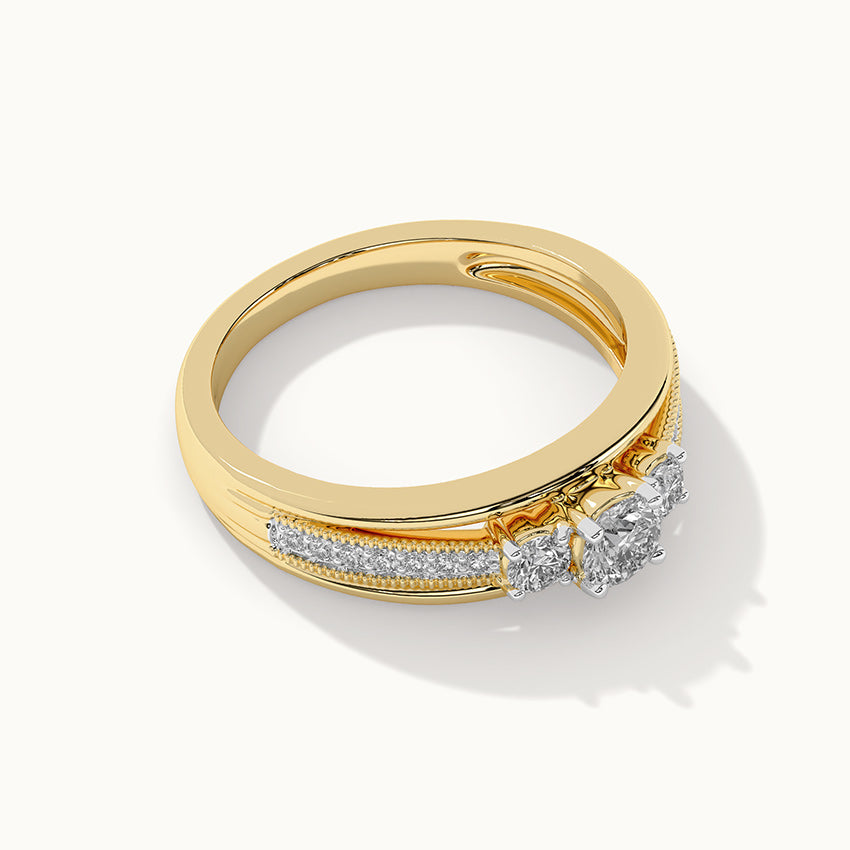 Tri Stone Diamond Ring, 14K Gold Vermeil, 1/2 ct Lab Grown Diamond-7
