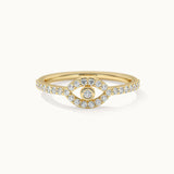 Evil Eye Diamond Ring, 14K Gold Vermeil, 1/4 ct Lab Grown Diamond-3