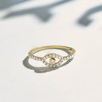Evil Eye Diamond Ring, 14K Gold Vermeil, 1/4 ct Lab Grown Diamond-6