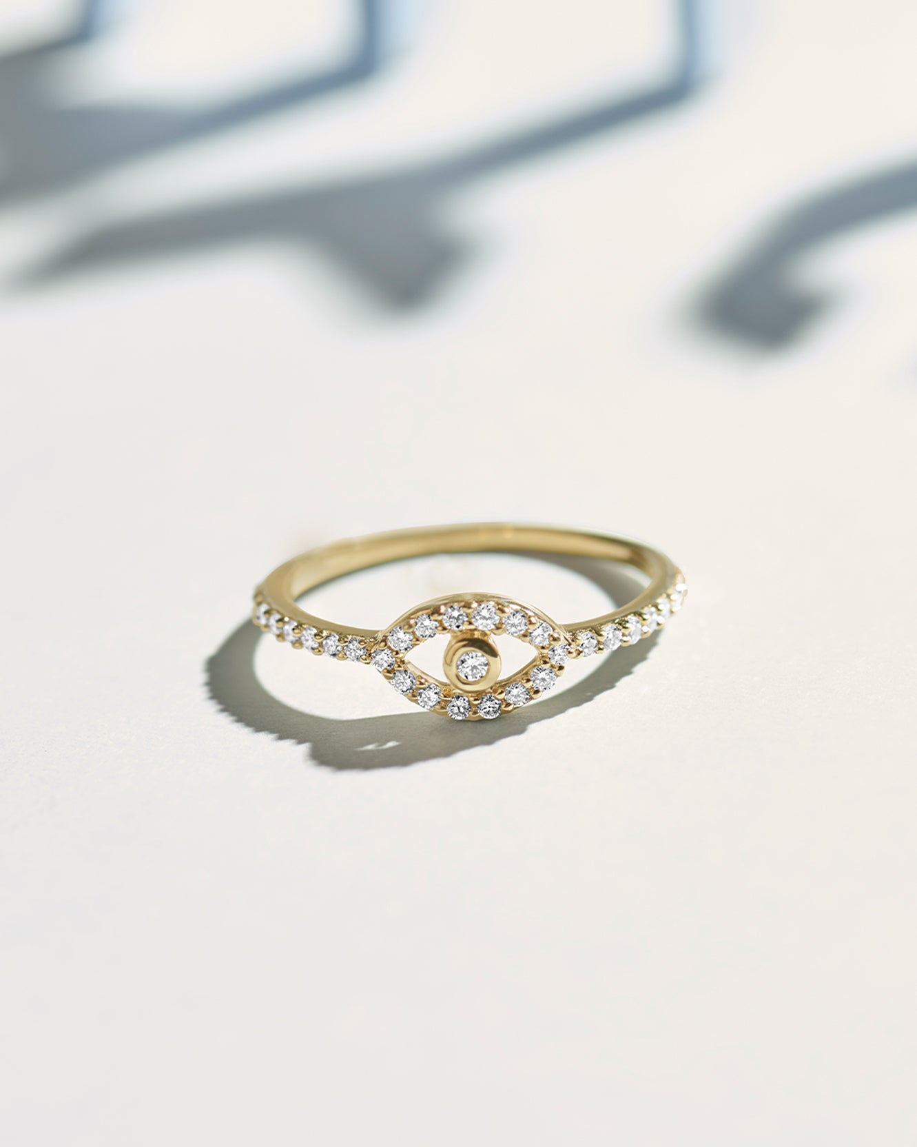 Evil Eye Diamond Ring, 14K Gold Vermeil, 1/4 ct Lab Grown Diamond-6