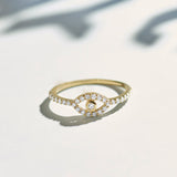 Evil Eye Diamond Ring, 14K Solid Gold, 1/4 ct Lab Grown Diamond-6
