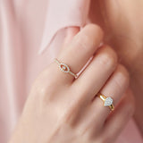 Evil Eye Diamond Ring, 14K Gold Vermeil, 1/4 ct Lab Grown Diamond-2