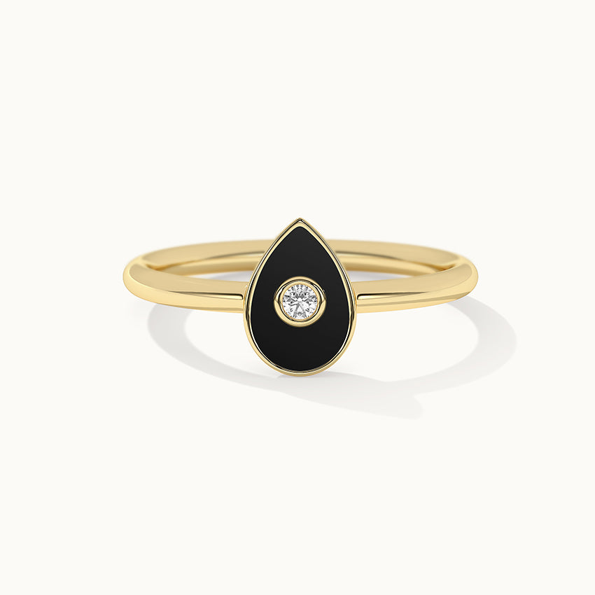 Pear Cera Diamond Ring, 10K Solid Gold, 1/20 ct Lab Grown Diamond-3