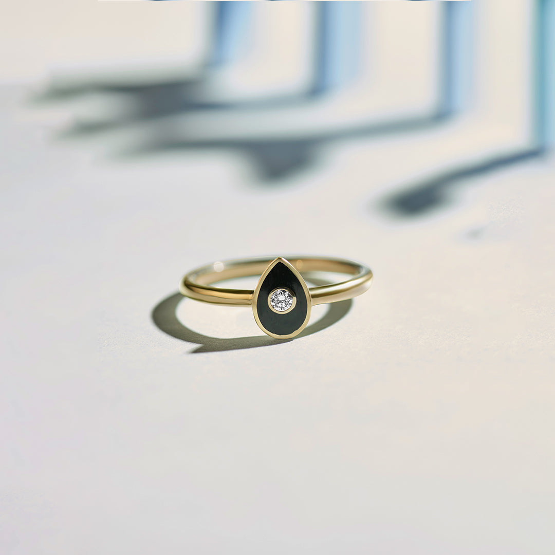 Pear Cera Diamond Ring, 10K Solid Gold, 1/20 ct Lab Grown Diamond-1