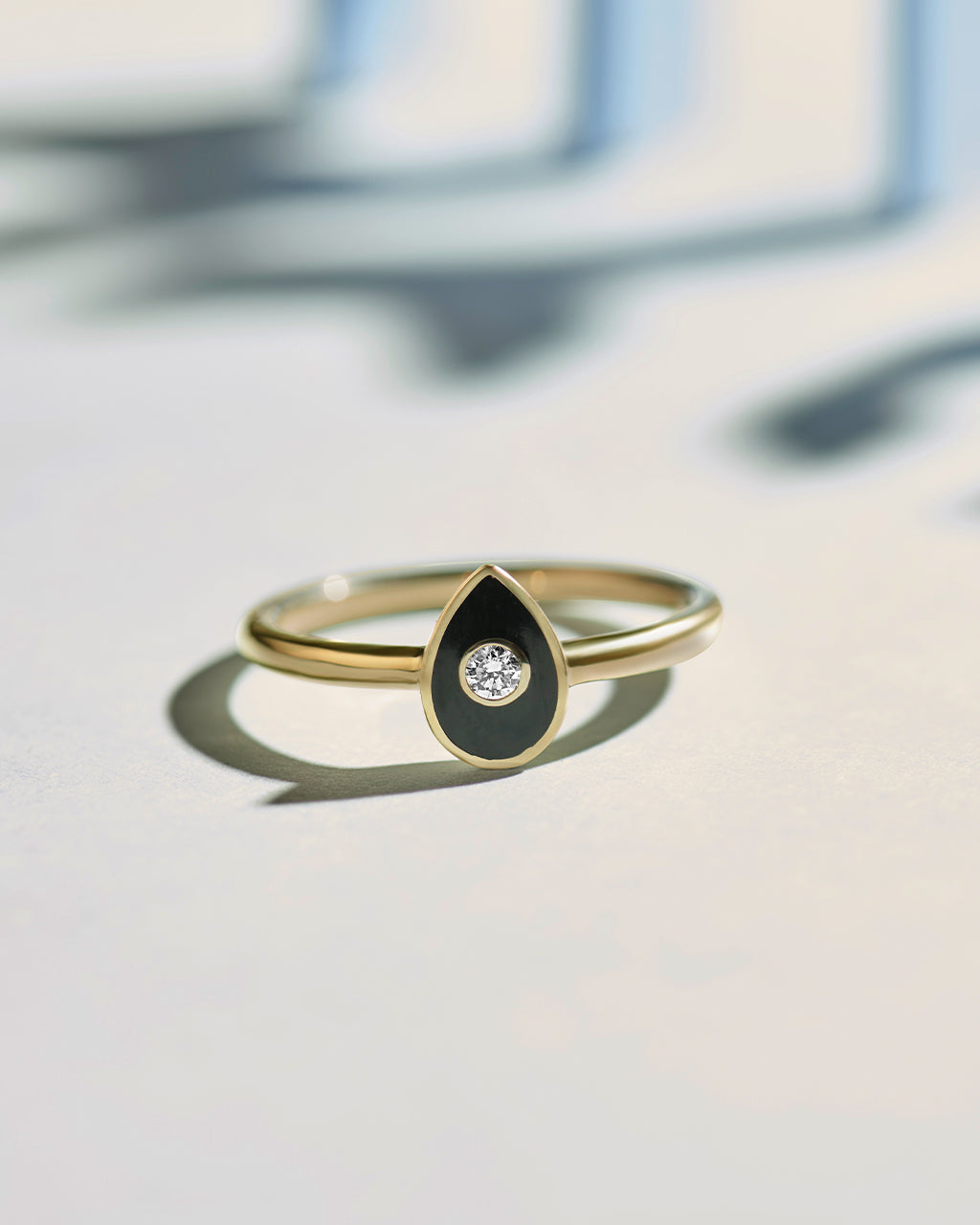 Pear Cera Diamond Ring, 10K Solid Gold, 1/20 ct Lab Grown Diamond-6