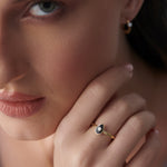 Pear Cera Diamond Ring, 10K Solid Gold, 1/20 ct Lab Grown Diamond-2