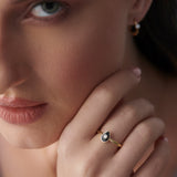 Pear Cera Diamond Ring, 10K Solid Gold, 1/20 ct Lab Grown Diamond-2