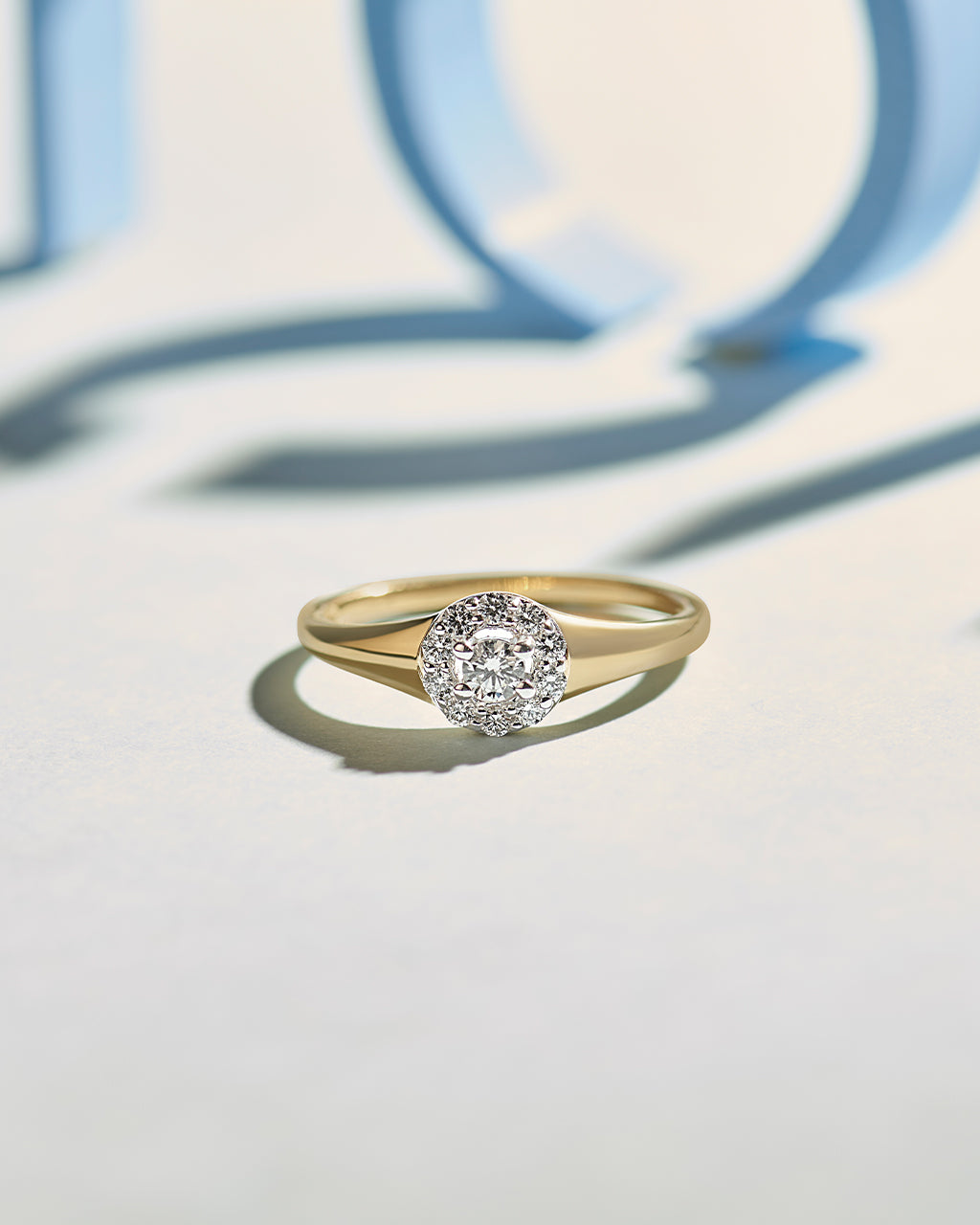 Round Halo Diamond Ring, 14K Gold Vermeil, 1/4 ct Lab Grown Diamond-6
