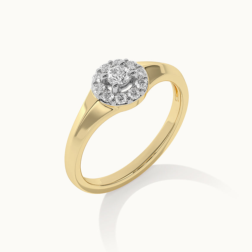 Round Halo Diamond Ring, 14K Solid Gold, 1/4 ct Lab Grown Diamond-3