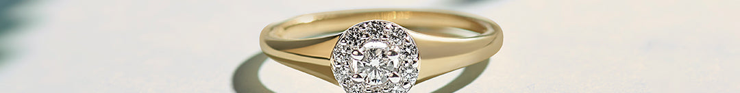 Round Halo Diamond Ring, 14K Gold Vermeil, 1/4 ct Lab Grown Diamond-1