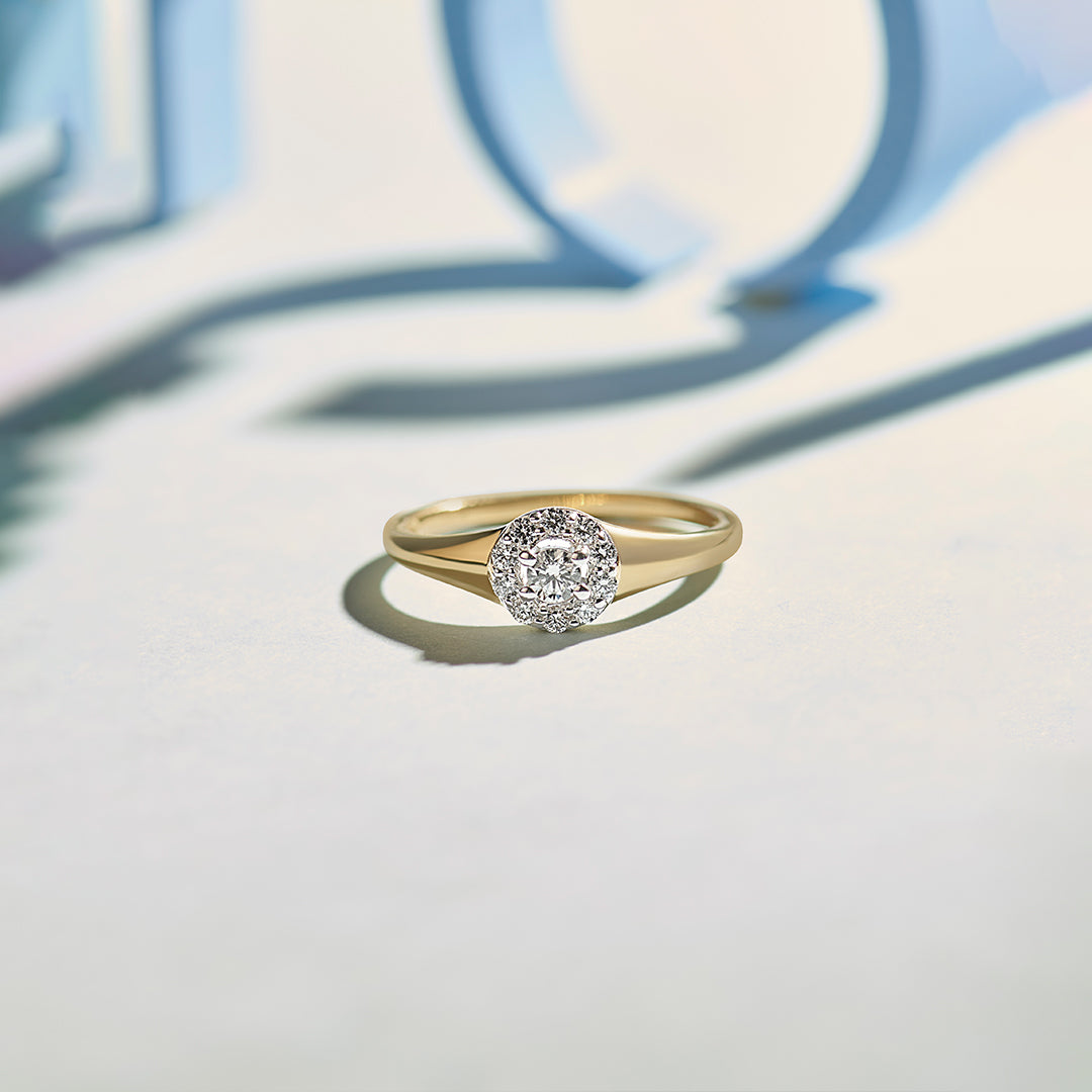 Round Halo Diamond Ring, 14K Gold Vermeil, 1/4 ct Lab Grown Diamond-1