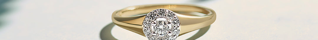 Round Halo Diamond Ring, 14K Solid Gold, 1/4 ct Lab Grown Diamond-1