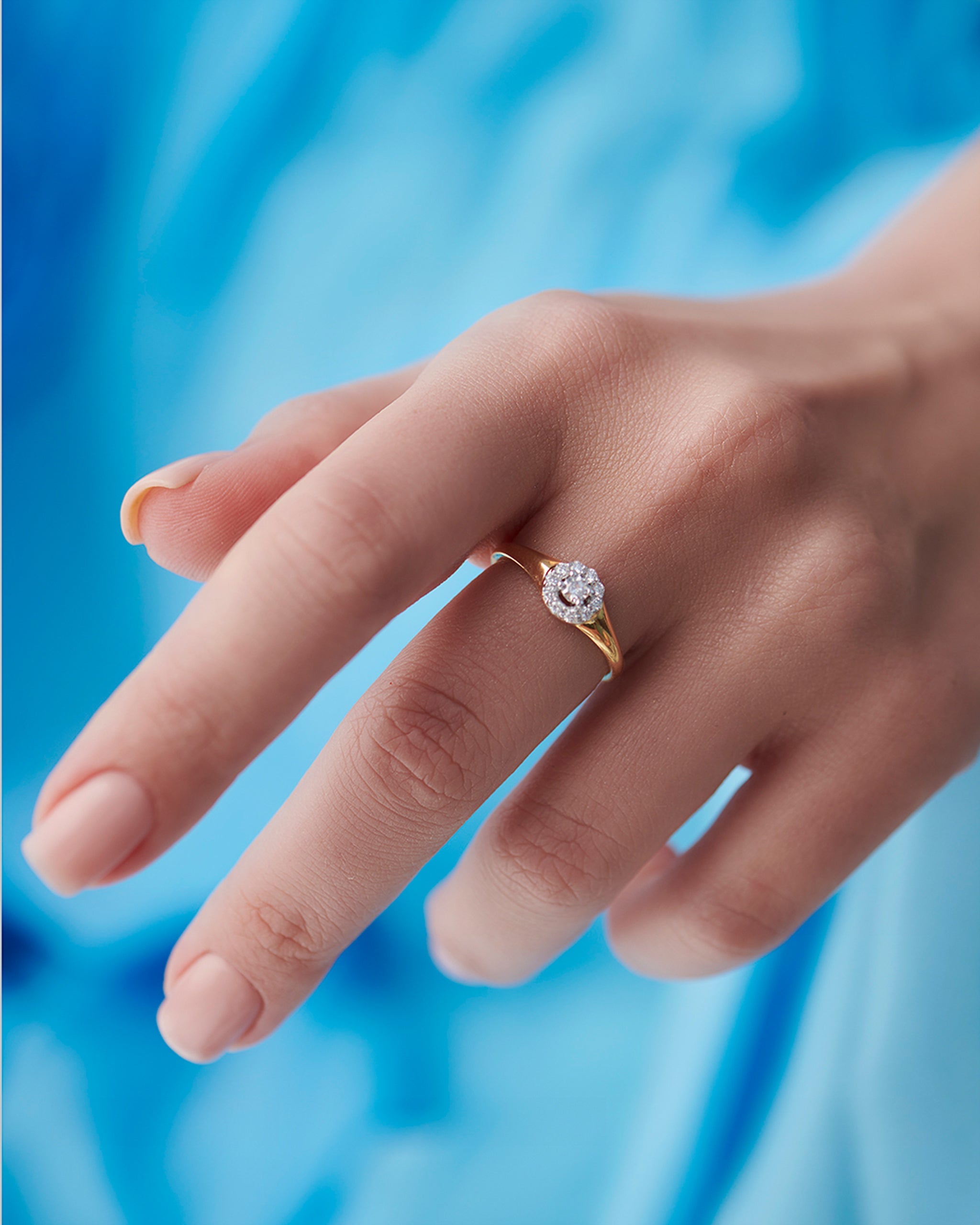 Round Halo Diamond Ring, 14K Solid Gold, 1/4 ct Lab Grown Diamond-2