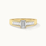 Emerald Solitaire Diamond Ring, 14K Gold Vermeil, 1 ct Lab Grown Diamond-2