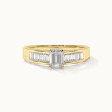 Emerald Solitaire Diamond Ring, 14K Solid Gold, 1 ct Lab Grown Diamond-2