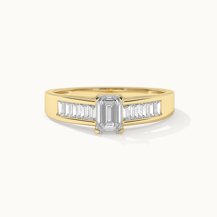 Emerald Solitaire Diamond Ring, 14K Solid Gold, 1 ct Lab Grown Diamond-2