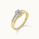 Emerald Solitaire Diamond Ring, 14K Solid Gold, 1 ct Lab Grown Diamond-6