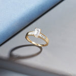 Emerald Solitaire Diamond Ring, 14K Gold Vermeil, 1 ct Lab Grown Diamond-5