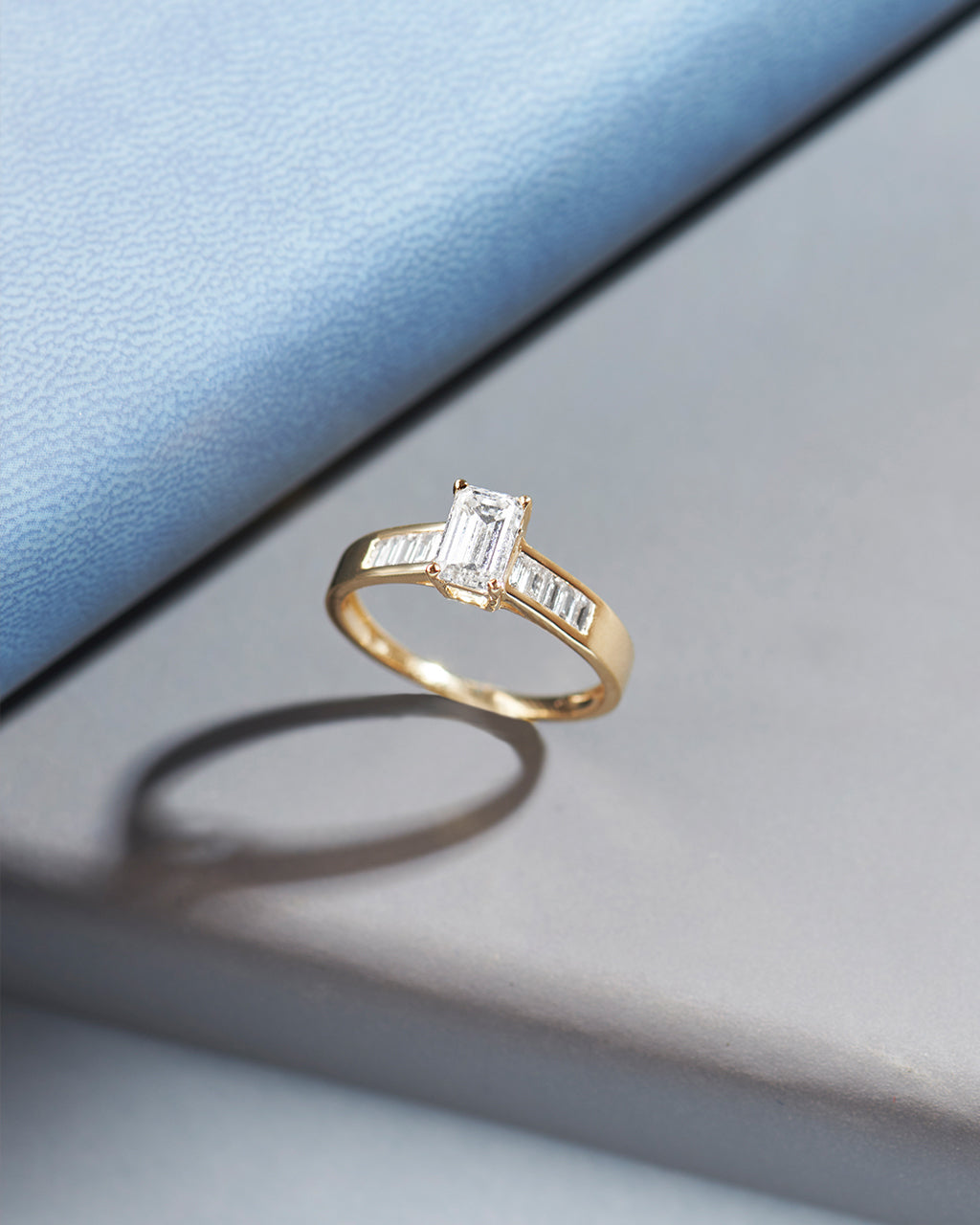 Emerald Solitaire Diamond Ring, 14K Solid Gold, 1 ct Lab Grown Diamond-5
