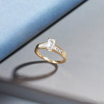 Emerald Solitaire Diamond Ring, 14K Solid Gold, 1 ct Lab Grown Diamond-5